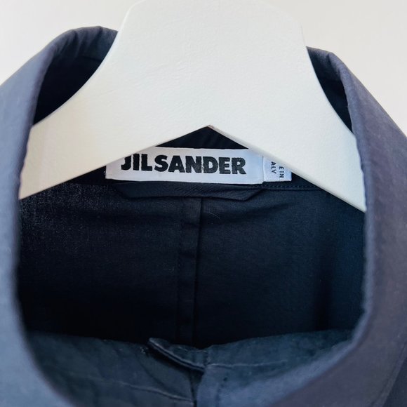 ❤️ Jil Sander Dolman sleeves Collared shirt in Navy Blue, Size 38 - Picture 3 of 8